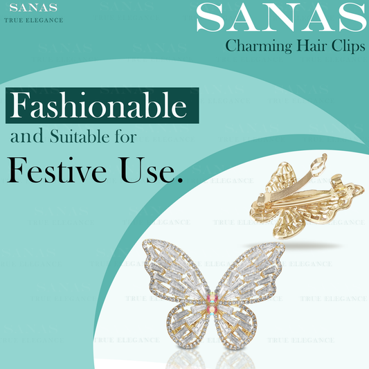 Sanas Crystal Butterfly Hair Clip - 1Pc