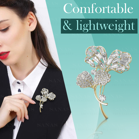 Sanas Big Flower Crystal Brooch Pin - 1Pc