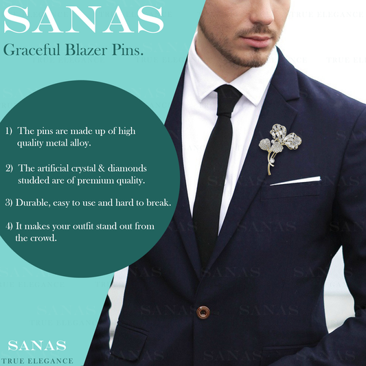 Sanas Big Flower Crystal Brooch Pin - 1Pc