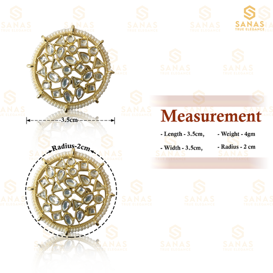 Sanas Pearl and Kundan Traditional Studs - 2Pcs