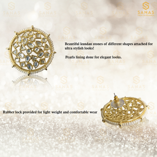 Sanas Pearl and Kundan Traditional Studs - 2Pcs