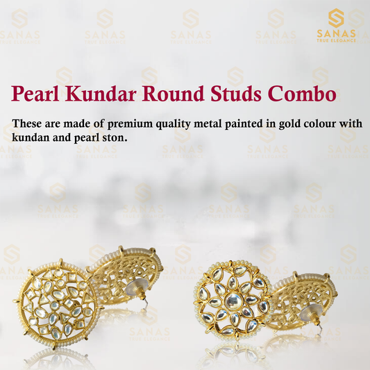 Sanas Pearl and Kundan Traditional Studs - 2Pcs