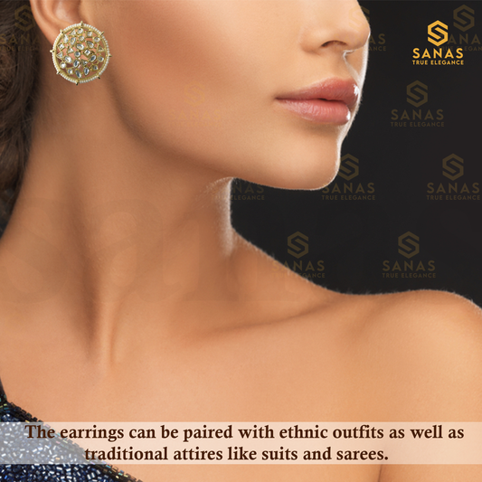 Sanas Pearl and Kundan Traditional Studs - 2Pcs