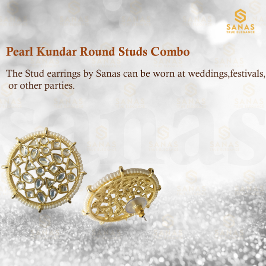 Sanas Pearl and Kundan Traditional Studs - 2Pcs