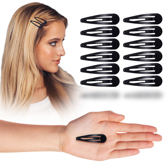 Sanas Black Metal Tic Tac Hair Pin - 12Pcs