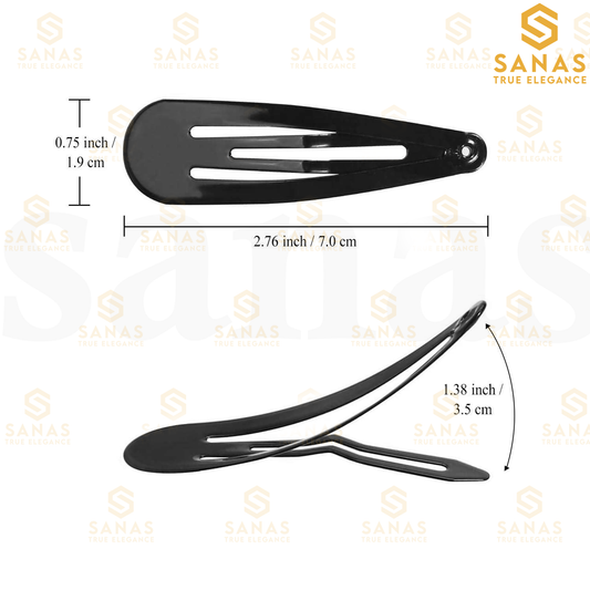 Sanas Black Metal Tic Tac Hair Pin - 12Pcs