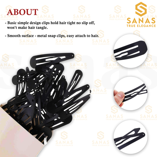 Sanas Black Metal Tic Tac Hair Pin - 12Pcs