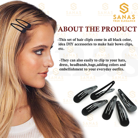 Sanas Black Metal Tic Tac Hair Pin - 12Pcs