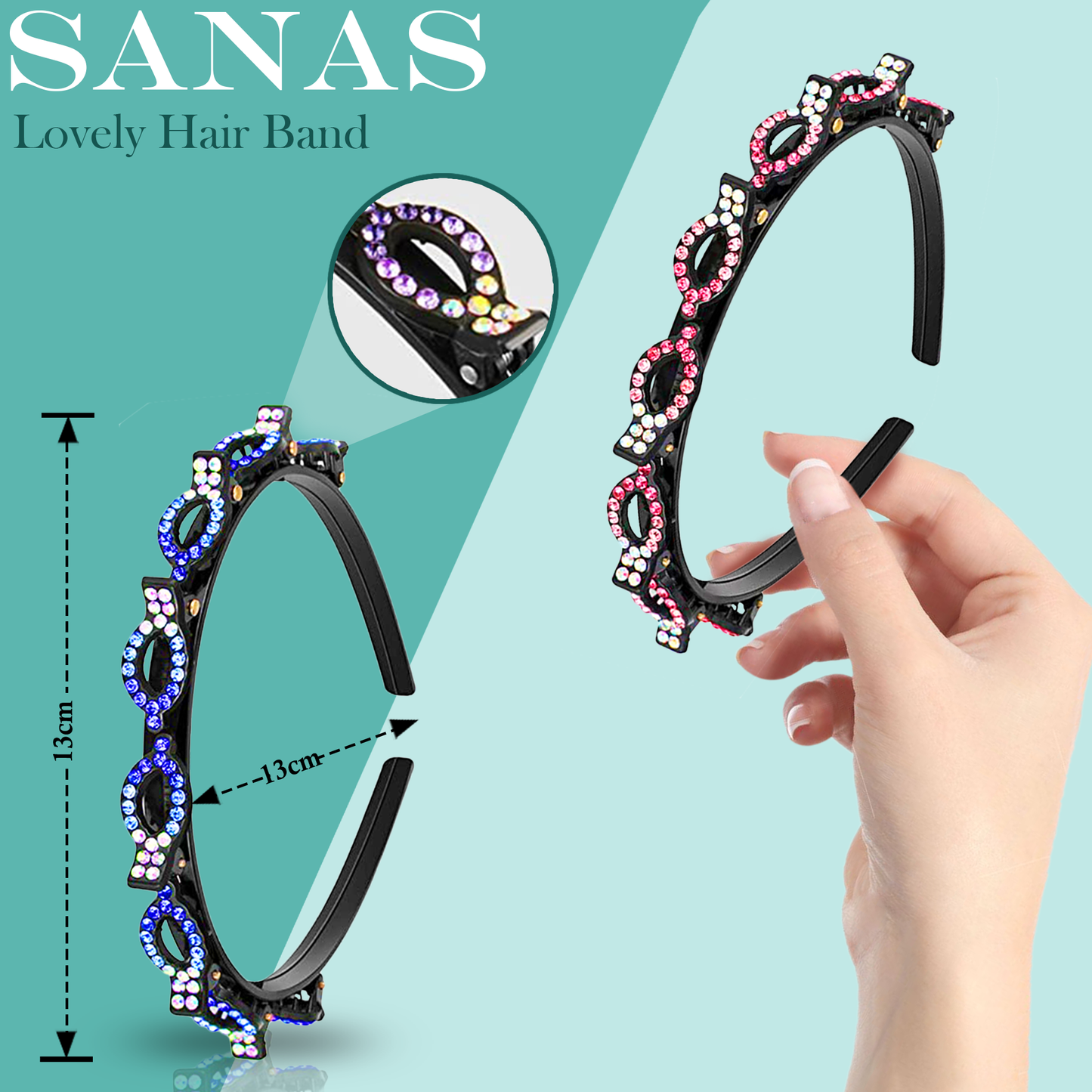 Rhinestone braided headbands for women stylish hair accessory
