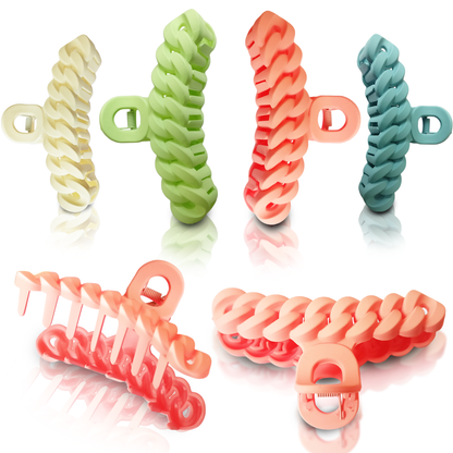 Sanas Chain Design Big Hair Claw - 4Pcs