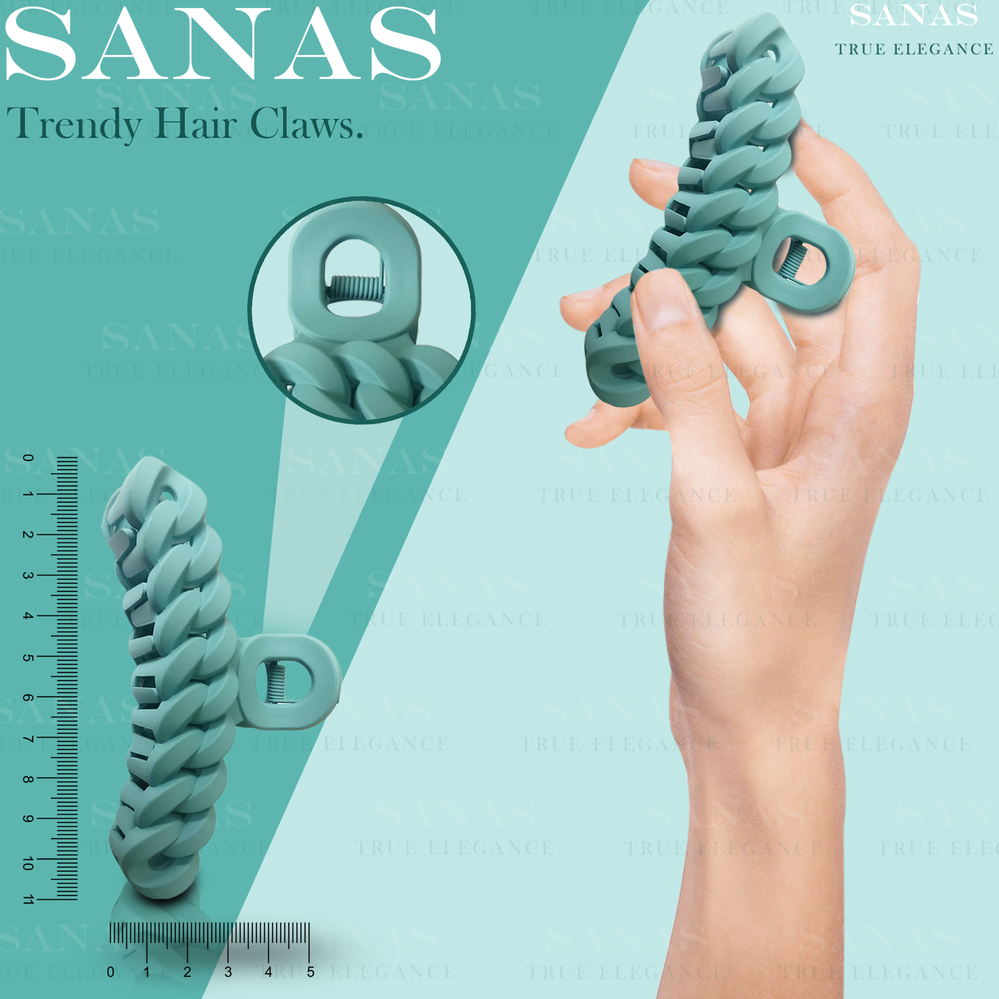 Sanas Chain Design Big Hair Claw - 4Pcs