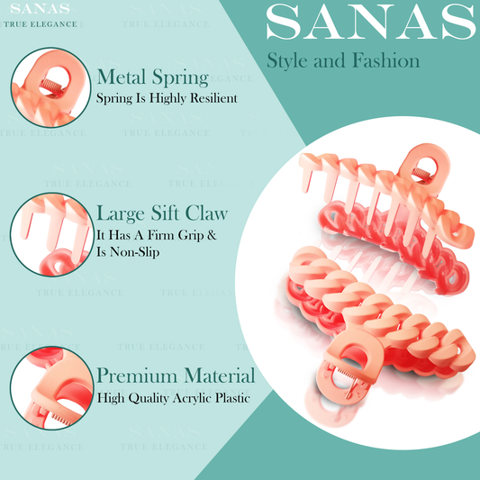 Sanas Chain Design Big Hair Claw - 4Pcs