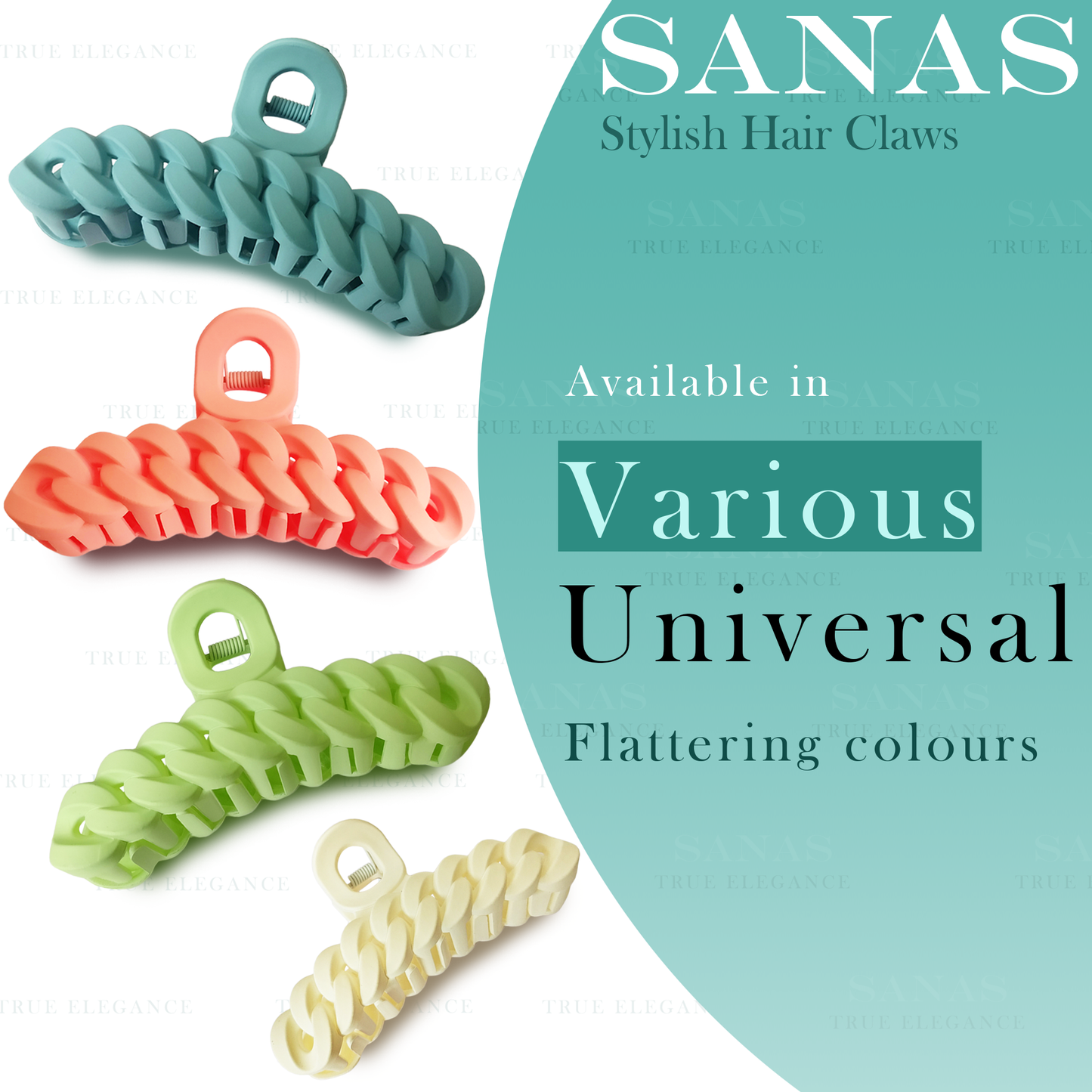 Sanas Chain Design Big Hair Claw - 4Pcs