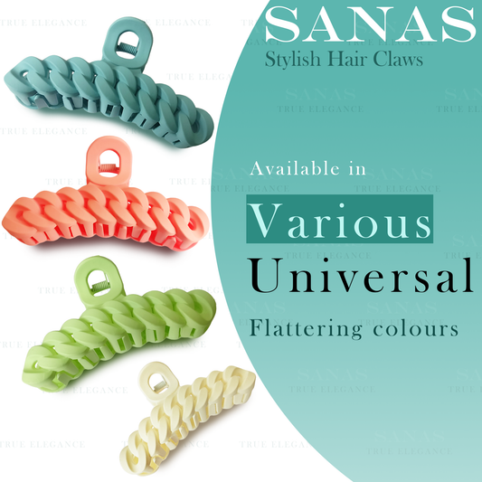 Sanas Chain Design Big Hair Claw - 4Pcs
