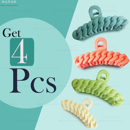 Sanas Chain Design Big Hair Claw - 4Pcs
