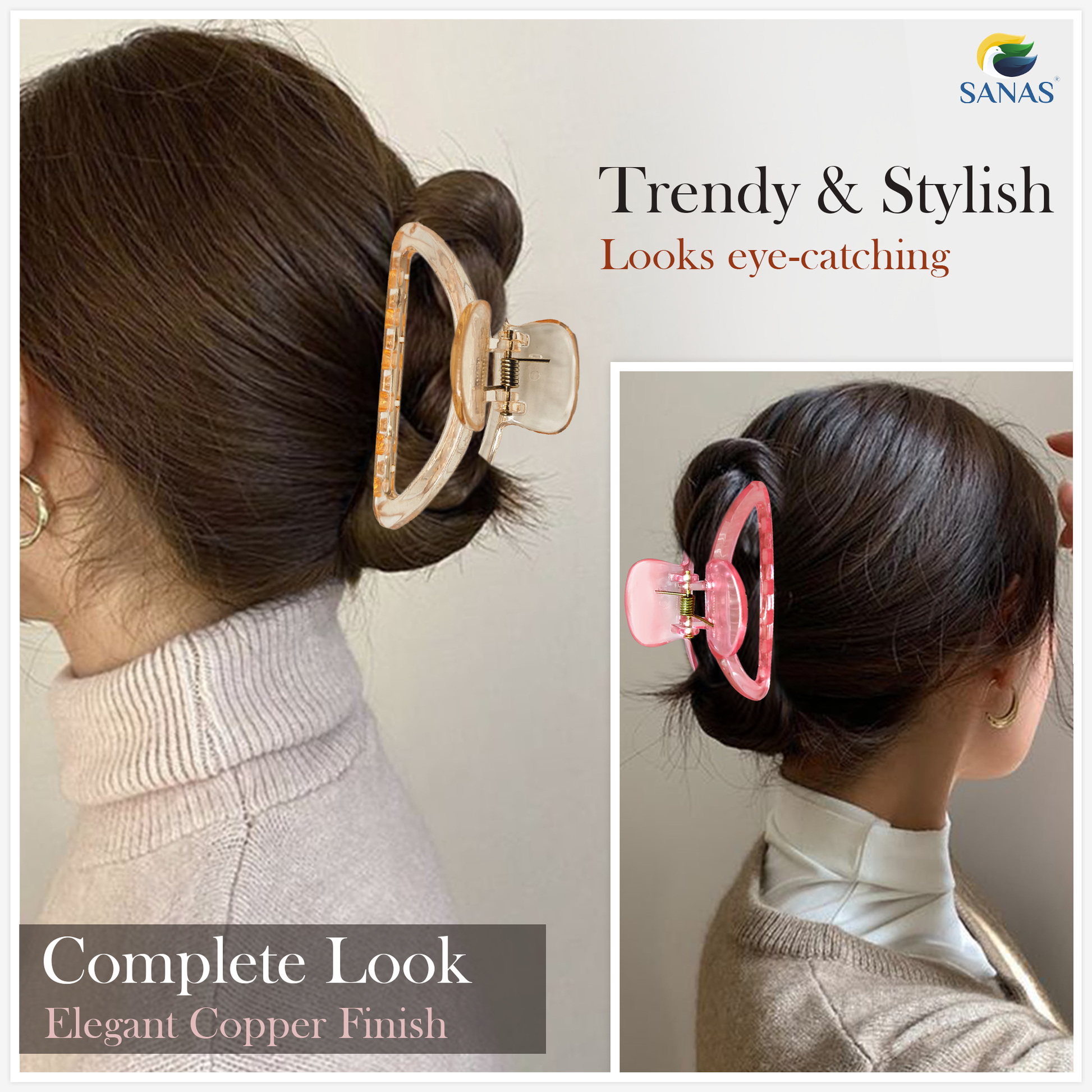 Clear butterfly hair claw clips for women – Sanas pack of 3