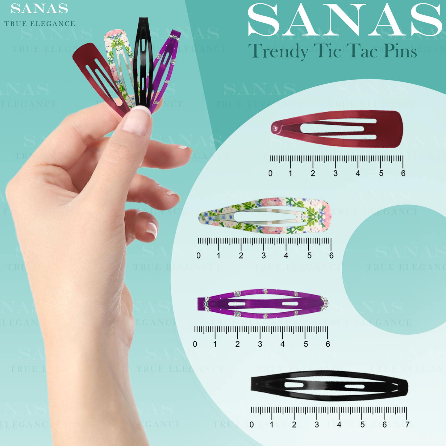 Sanas Tic Tac Hair Clips For Girls - 46Pcs