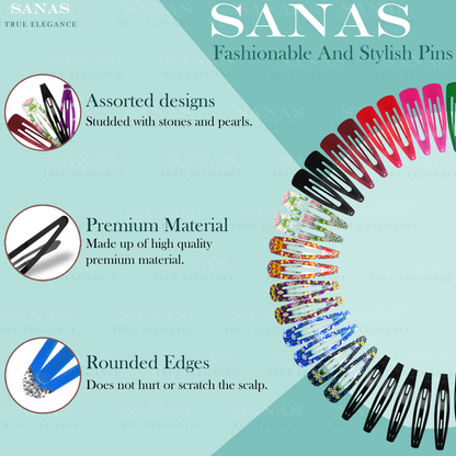 Sanas Tic Tac Hair Clips For Girls - 46Pcs