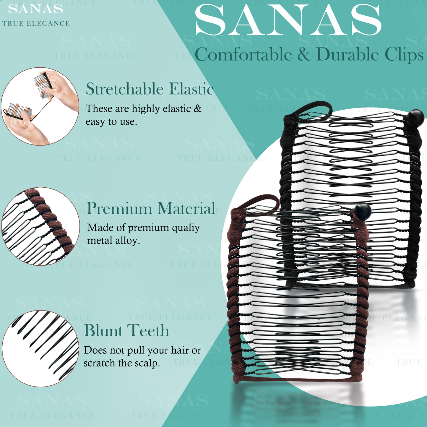 Sanas French Twist Hair Clip Comb For Women - 2Pcs