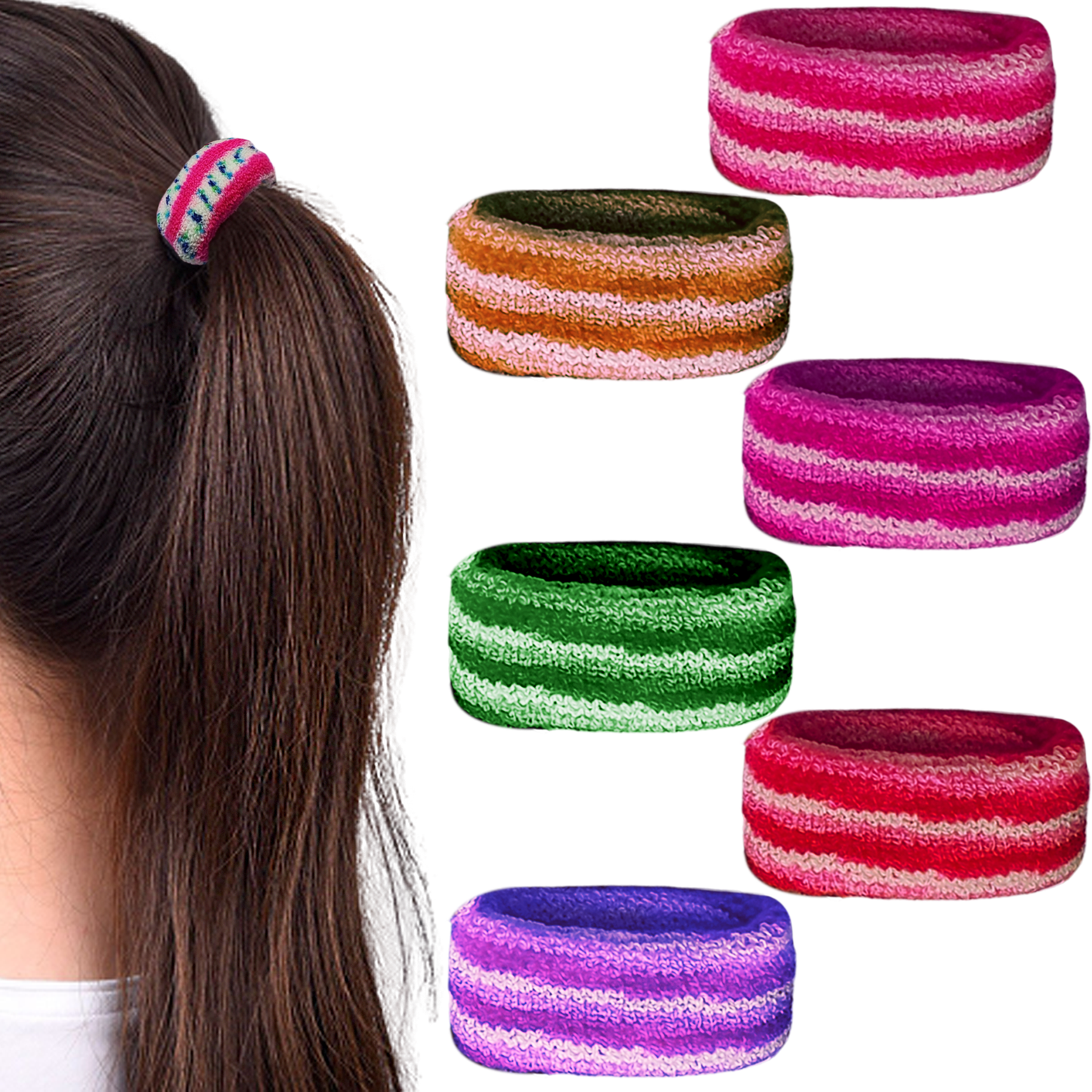 Multicolor woolen hair scrunchies for women 12 pieces set