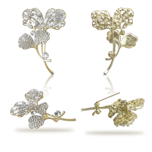 Sanas Big Flower Crystal Brooch Pin - 1Pc