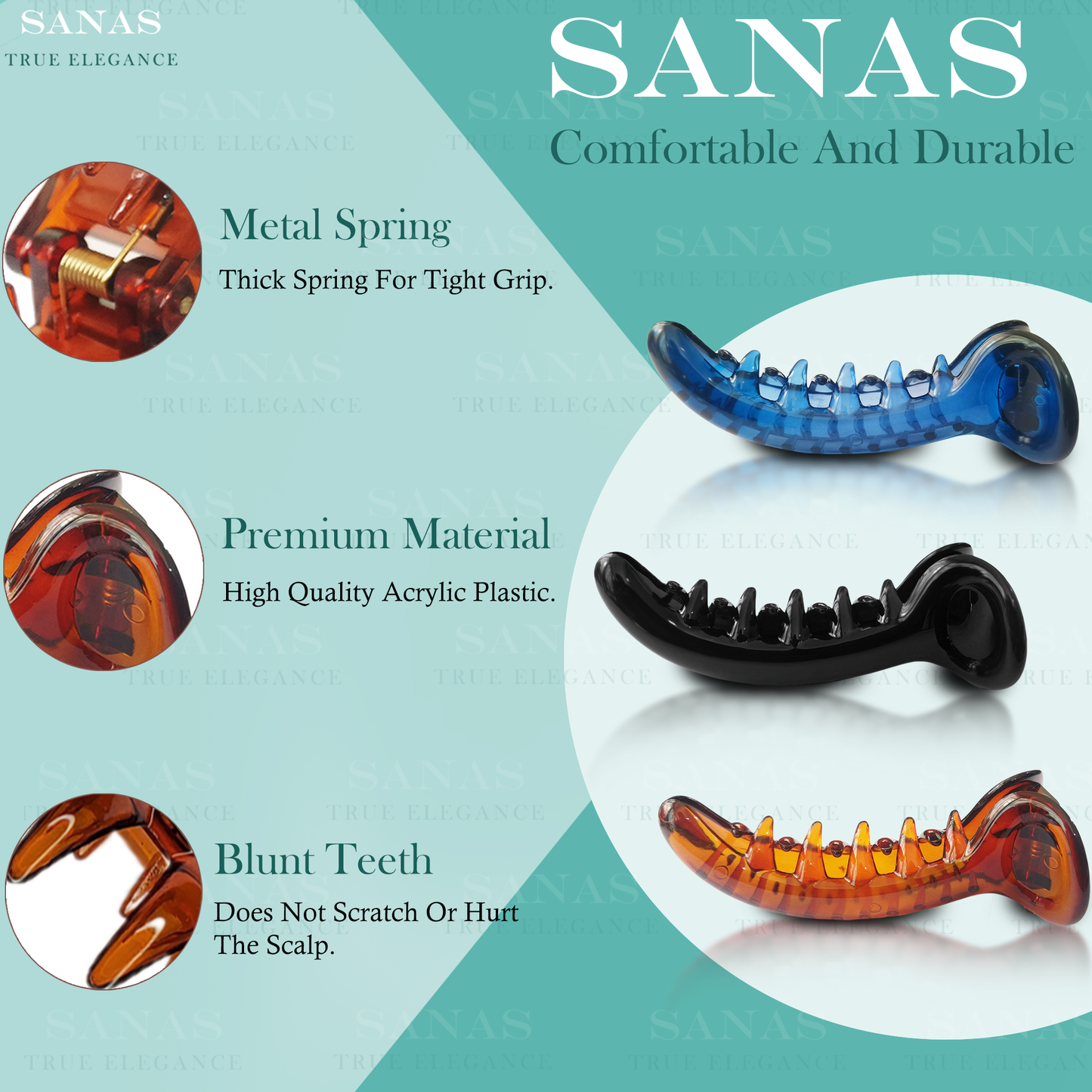 Sanas Medium Size Banana Clips - 3Pcs
