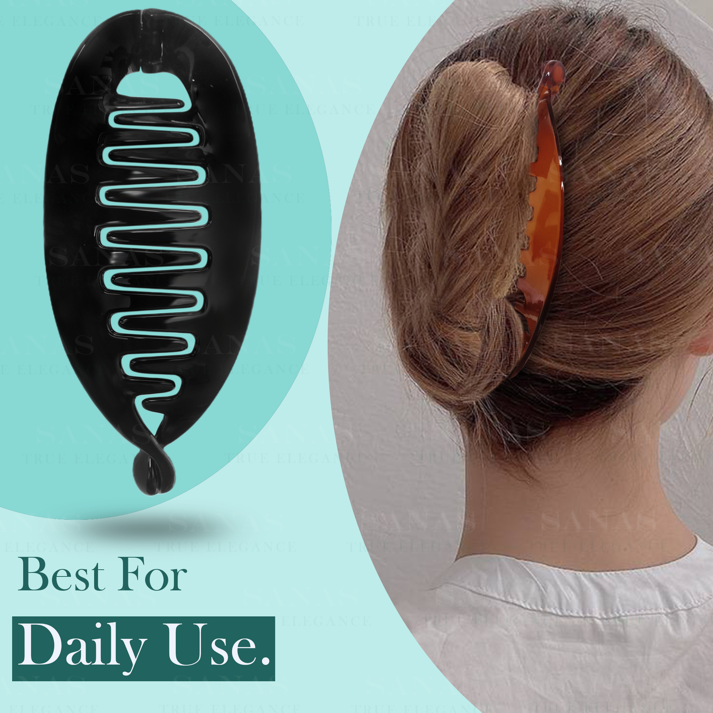 Sanas Large Fishtail Banana Hair Clip - 2Pcs