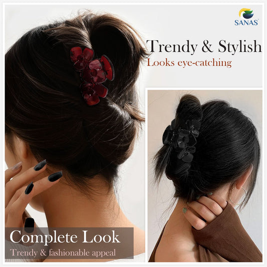 Flat petal big clutcher clip set for women – Sanas 4 pcs