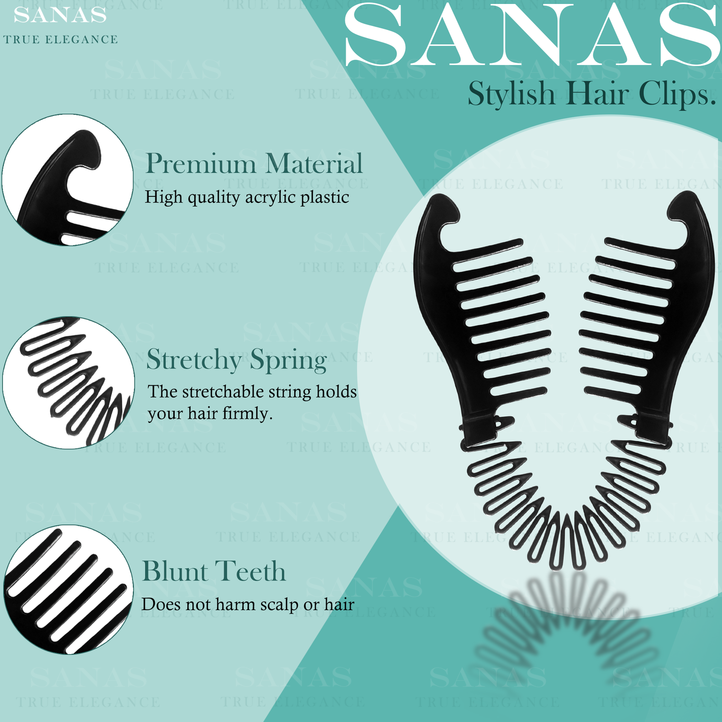 Sanas Flexible Clincher Hair Clip for Women - 3Pcs