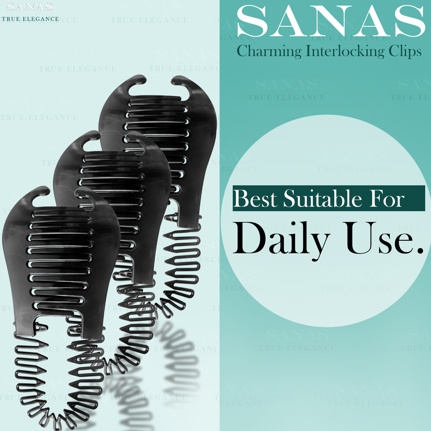 Sanas Flexible Clincher Hair Clip for Women - 3Pcs