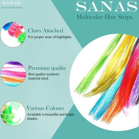 Sanas Artificial Coloured Hair Extensions For Kids - 6Pcs