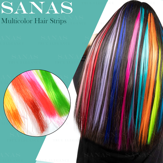 Sanas Artificial Coloured Hair Extensions For Kids - 6Pcs