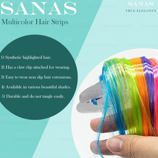 Sanas Artificial Coloured Hair Extensions For Kids - 6Pcs