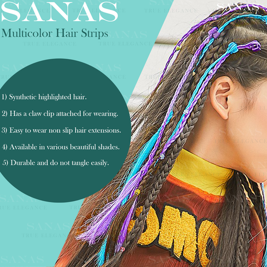 Sanas Artificial Coloured Hair Extensions For Kids - 6Pcs