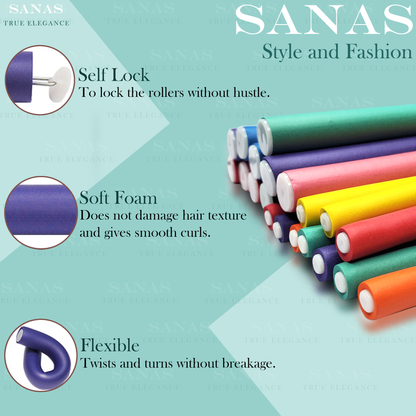 Sanas Heatless Curler For Hair Women Flexi Rods - 20-Piece