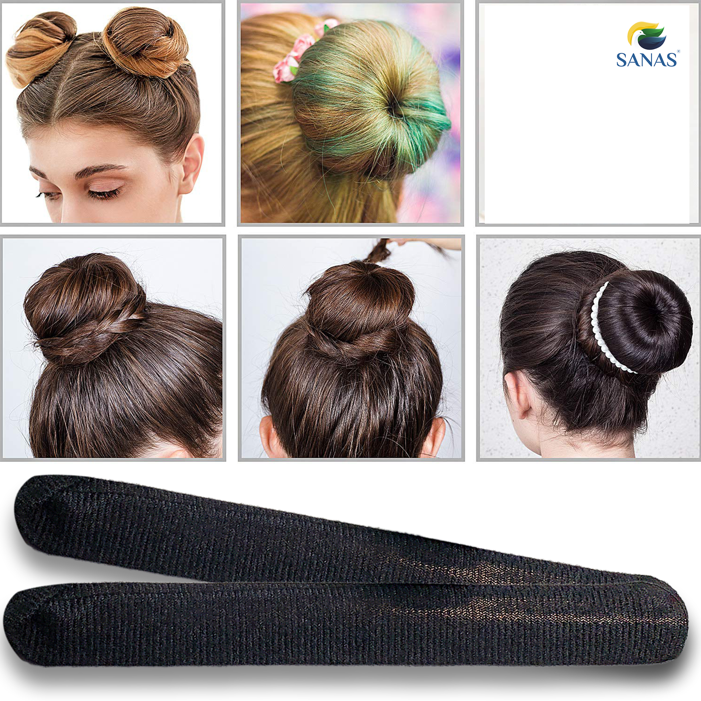 Sanas Hairagami Hair Styling Roll – Bun & Ponytail Styling Accessory – 2 Pcs