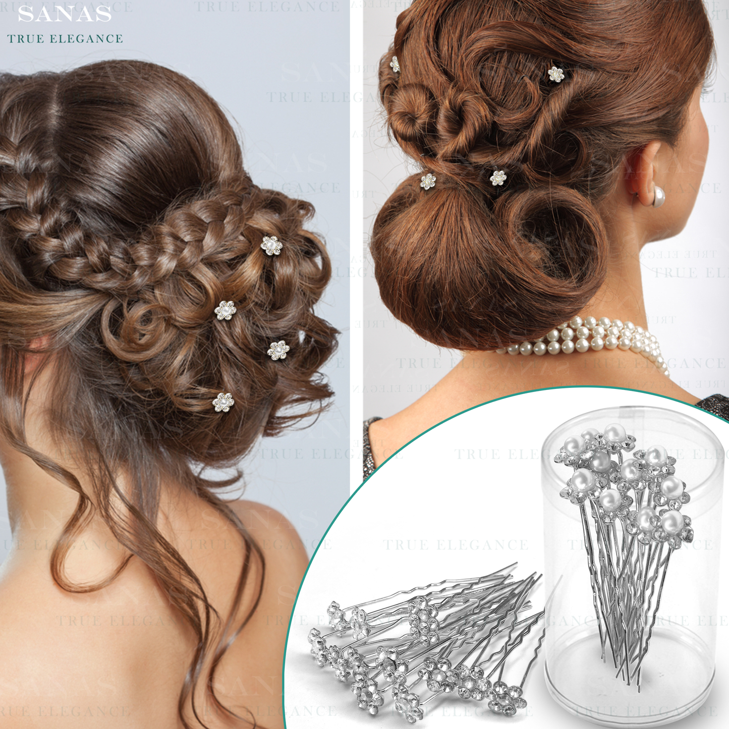 Sanas Updo Hair Accessories Rhinestone - 24Pcs