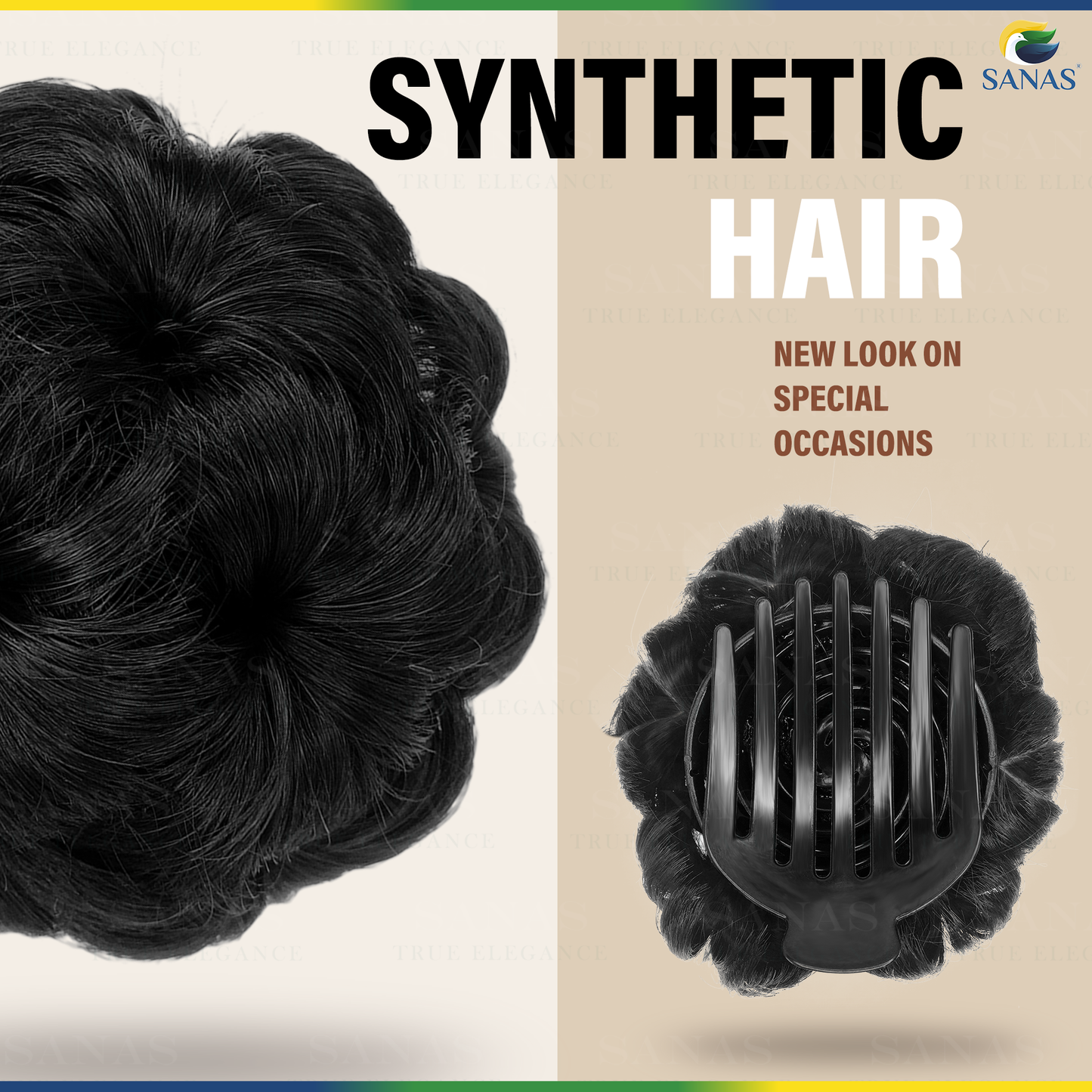 Sanas Black Bun Clip Hair Extension - 1Pc