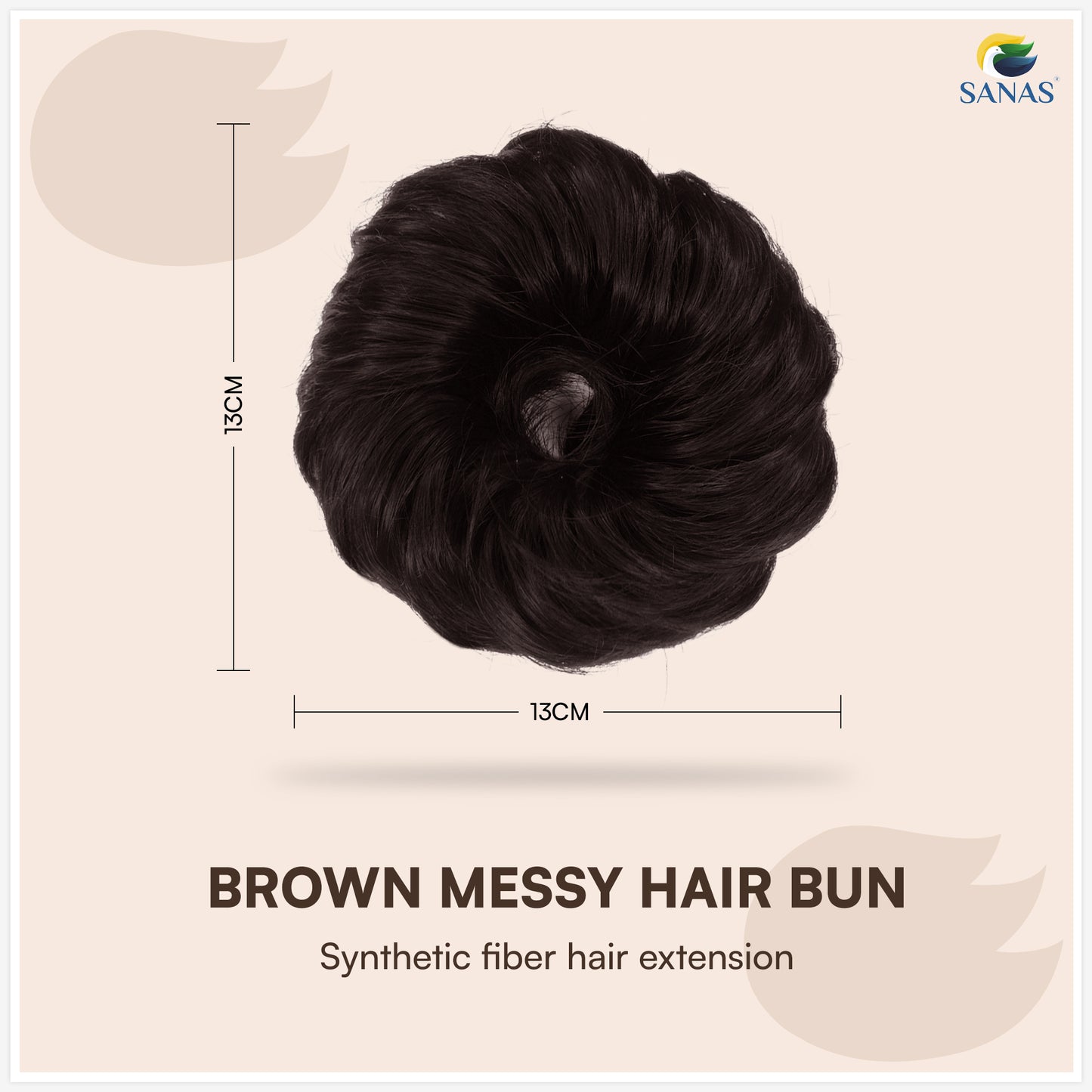 Brown synthetic hair bun extension for instant volume