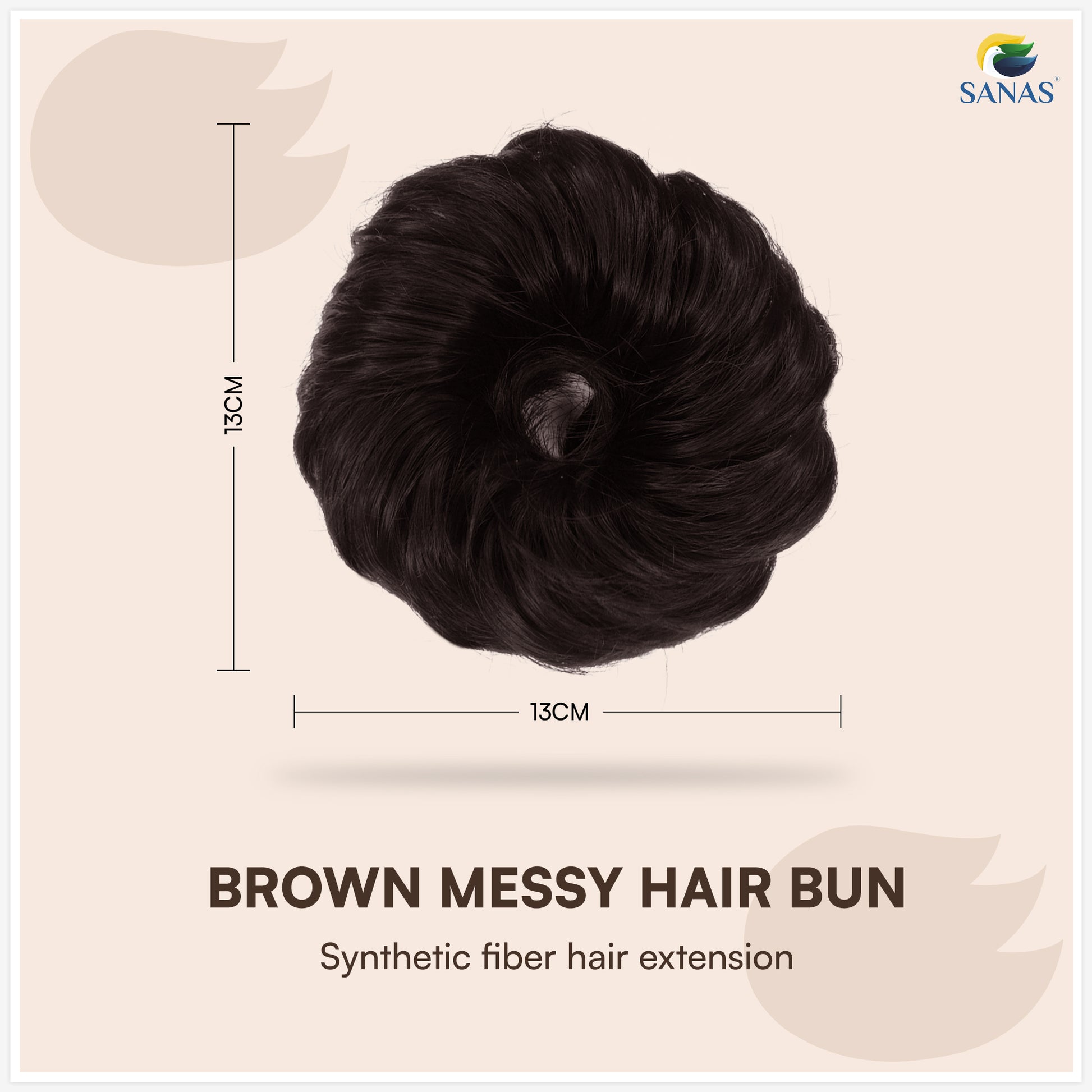 Brown synthetic hair bun extension for instant volume