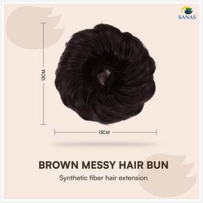 Brown synthetic hair bun extension for instant volume