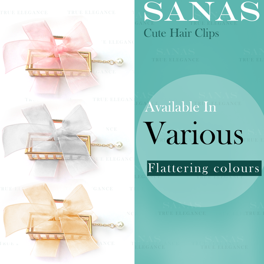 Sanas Hair Bow Metal Clips 3Pcs