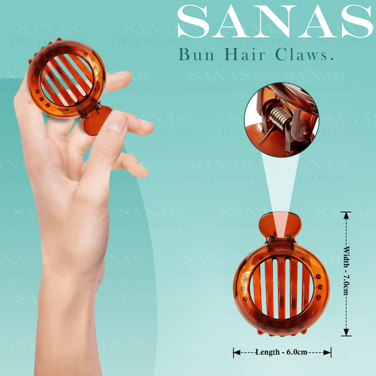 Sanas Round Alligator Bun Clip - 3Pcs