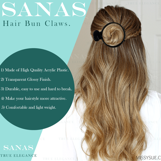 Sanas Round Alligator Bun Clip - 3Pcs