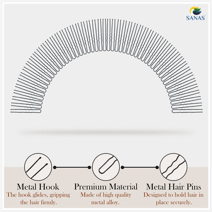 Sanas 100 pcs black U hair pins – strong bun pins for women and girls