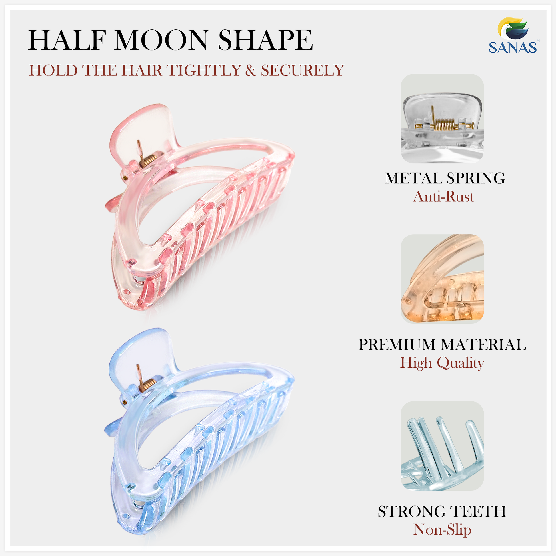 Sanas 3 pcs transparent butterfly hair clutcher clips