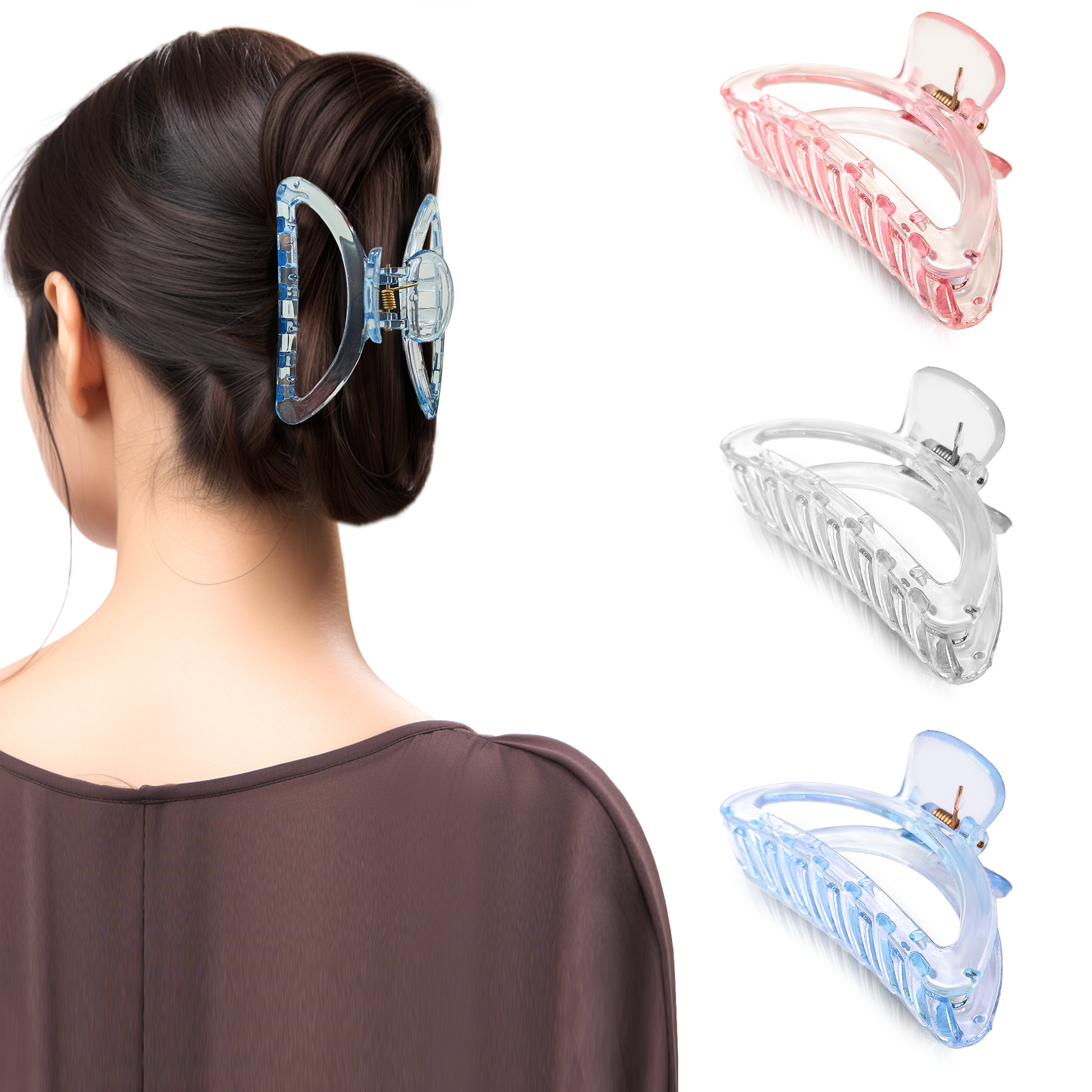 Sanas butterfly transparent claw clips – stylish hair clutcher set for women (3 pcs)