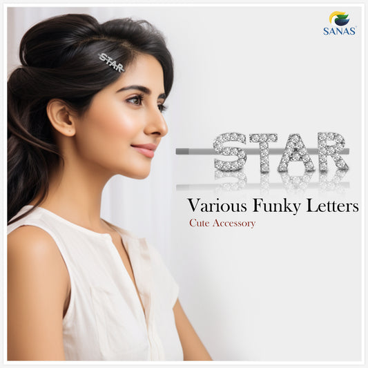 Sanas fashion alphabet hair pins – decorative word clips set of 5