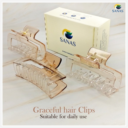 Sanas transparent hair clip rectangle design – 3 pcs