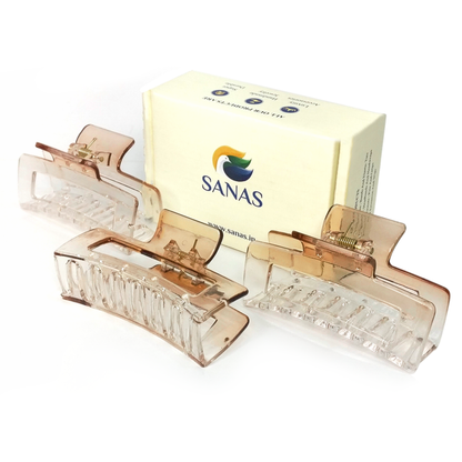 Sanas transparent rectangle hair clip – 3 pcs set for women